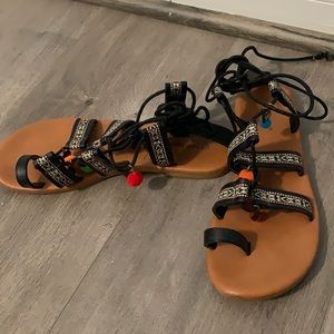 Black/colorful gladiator sandals size 7.5